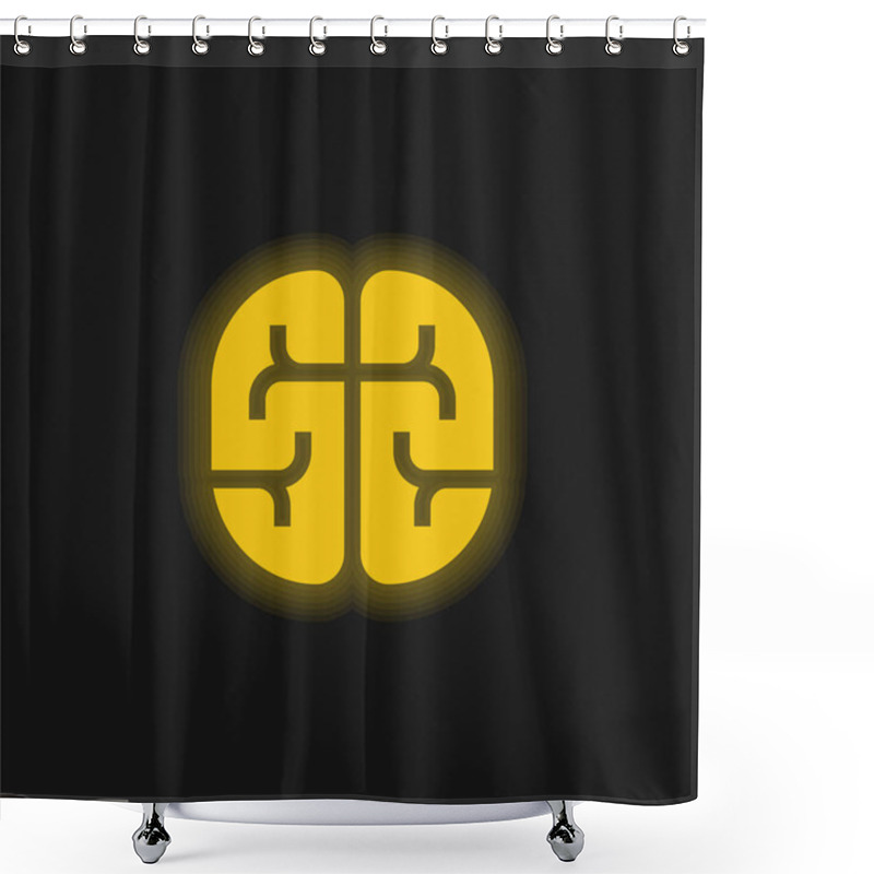 Personality  Brain Yellow Glowing Neon Icon Shower Curtains