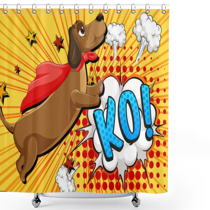 Personality  Pop Art Retro Comic Style With Dog Illustration Shower Curtains