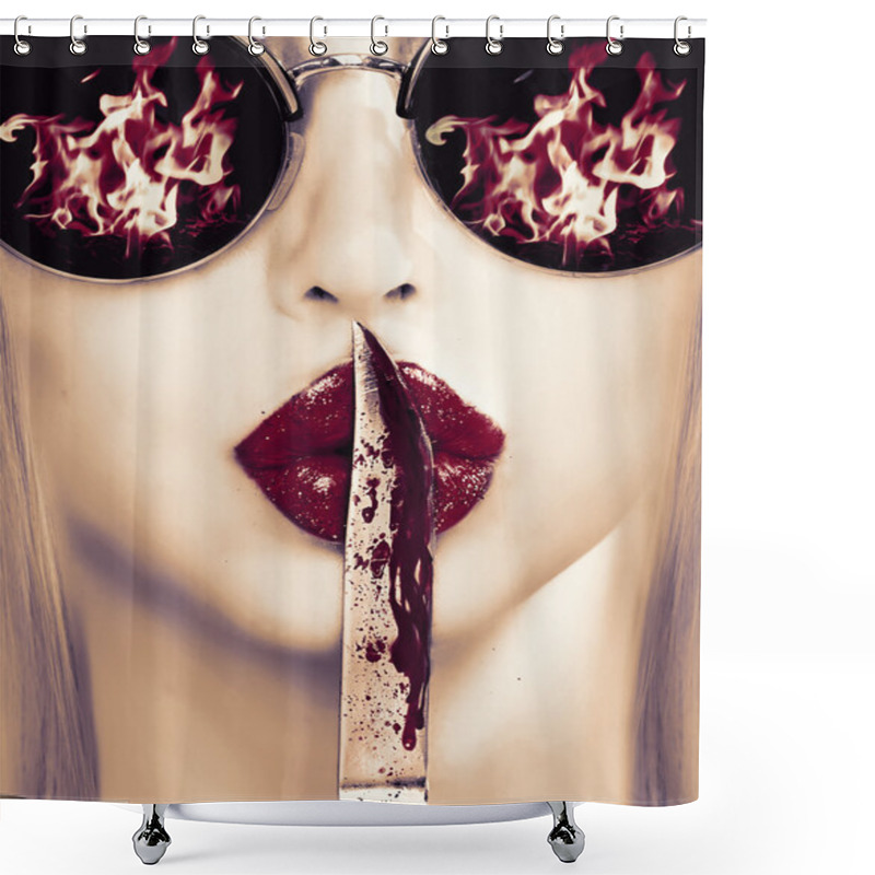 Personality  Knife On Lips Shower Curtains