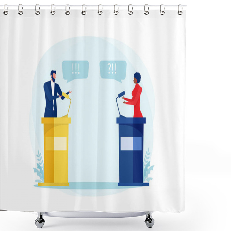 Personality  Black Woman Speak Politician Debate Or Conference About Shower Curtains