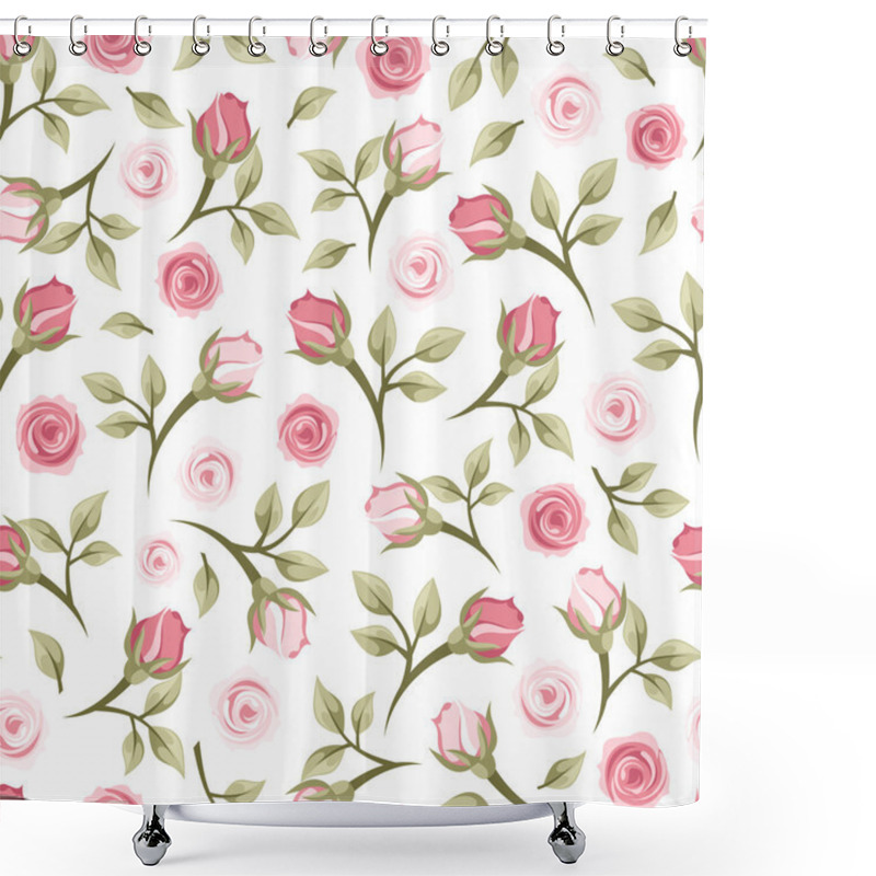 Personality  Seamless Pattern With Roses. Vector Illustration. Shower Curtains