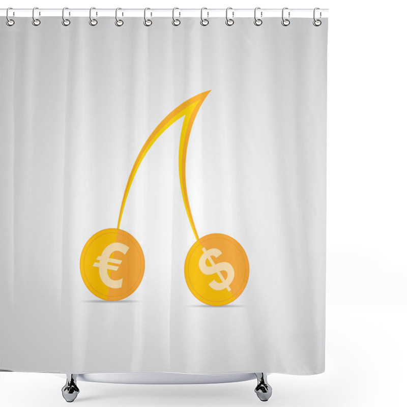 Personality  Cherries With Dollar And Euro Coins Instead Of The Berries. Vector Illustration. Shower Curtains