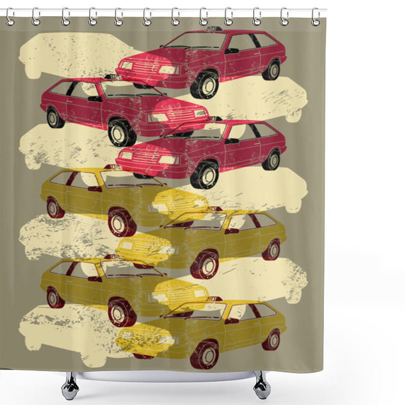 Personality  Taxi. Typographic Retro Grunge Poster. Vector Illustration. Shower Curtains