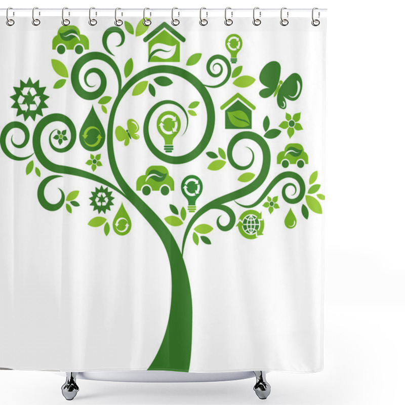 Personality  Ecological Icons Tree - 2 Shower Curtains