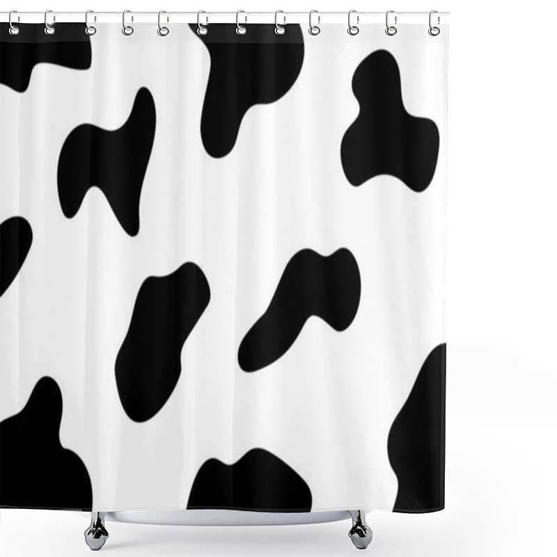 Personality  Set Of Vector Abstract Black Cow Spots Shower Curtains