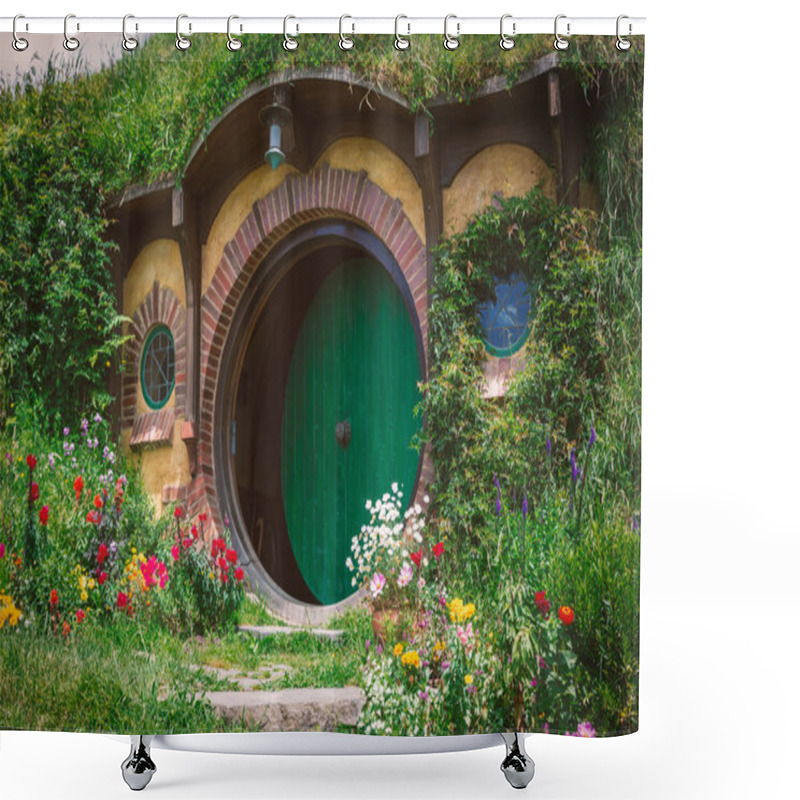 Personality  MATAMATA, NEW ZEALAND - DECEMBER 14, 2017: Bilbo Baggins' House In Hobbiton, New Zealand Shower Curtains