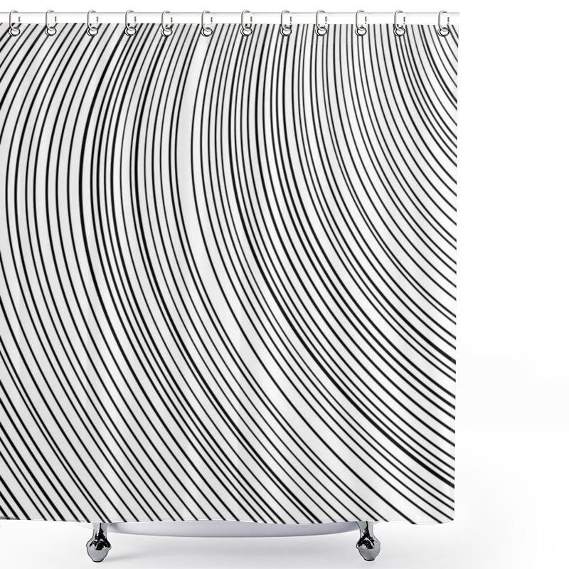 Personality  Black And White Wave Stripe Optical Abstract Background Shower Curtains