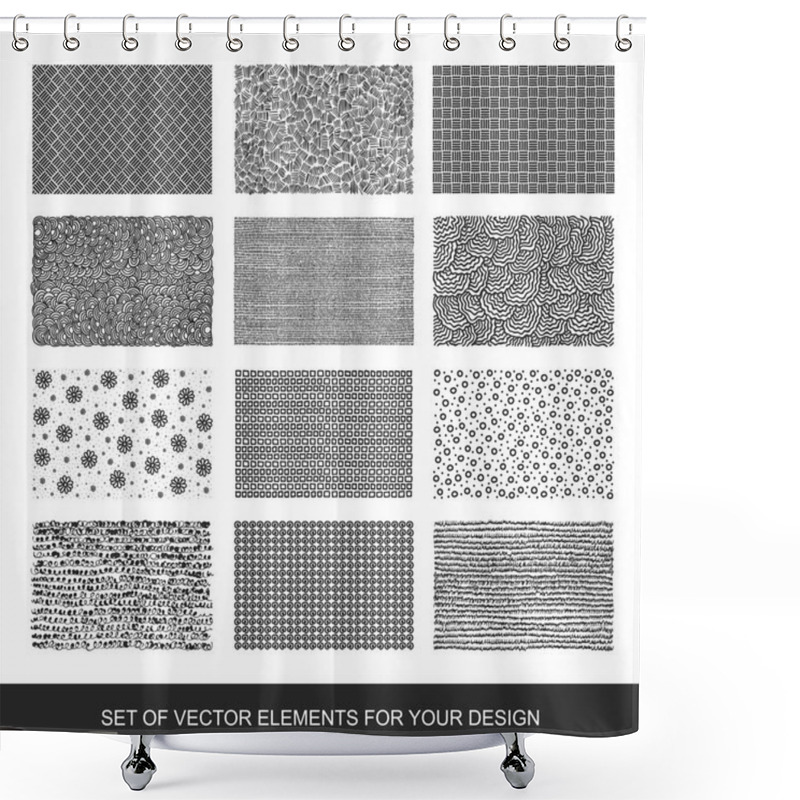 Personality  Collection Of Textures, Brushes, Graphics, Design Element. Hand- Shower Curtains