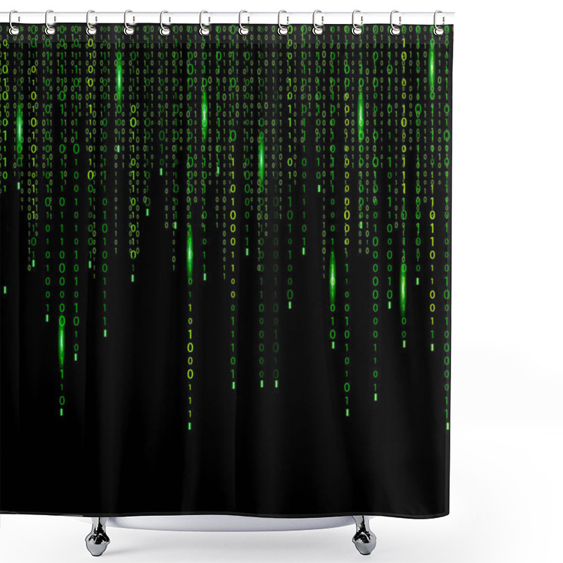 Personality  Electronic Digital Set, Processed Calculations, Encrypted Information, Secret Information. Matrix, Code, Time, Number. Shower Curtains