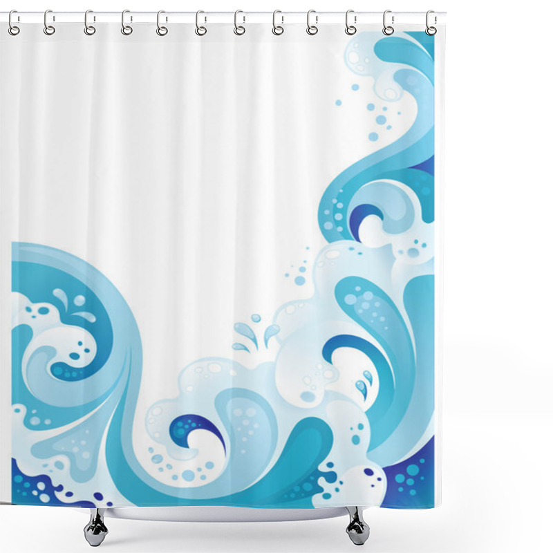 Personality  Abstract Sea Wavy Background. Water Splash Design Shower Curtains