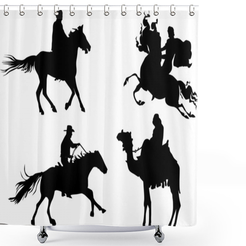 Personality  Four Equestrian Silhouettes Shower Curtains