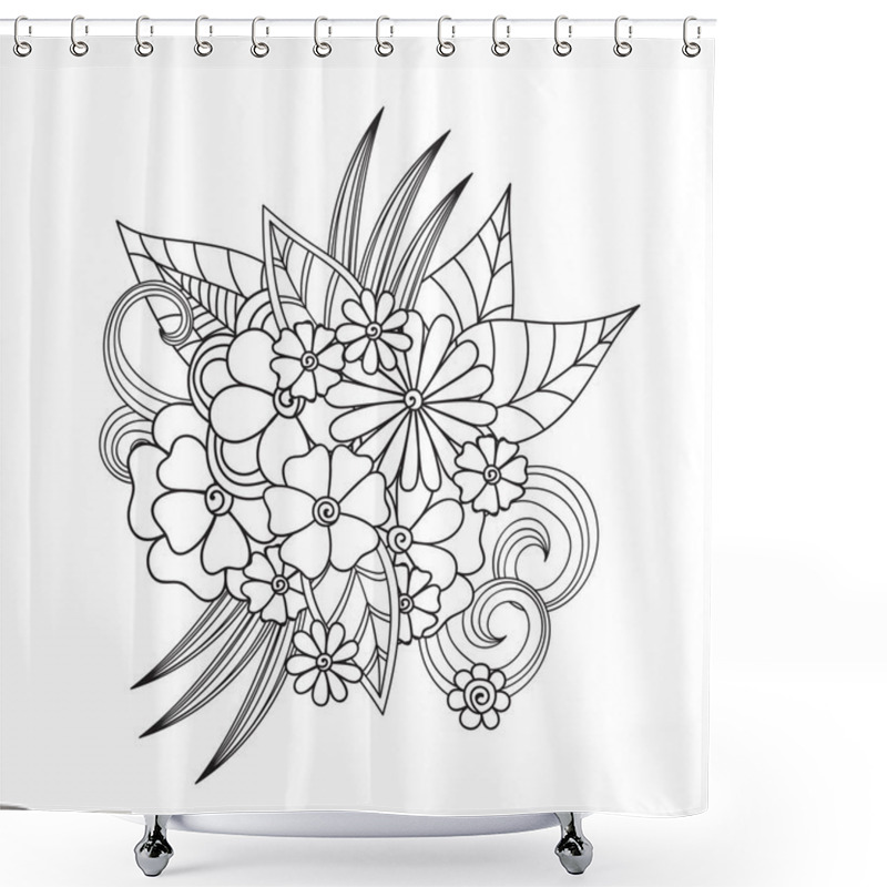 Personality  Zentangle Abstract Flowers. Doodle Flower. Vector Illustration Shower Curtains