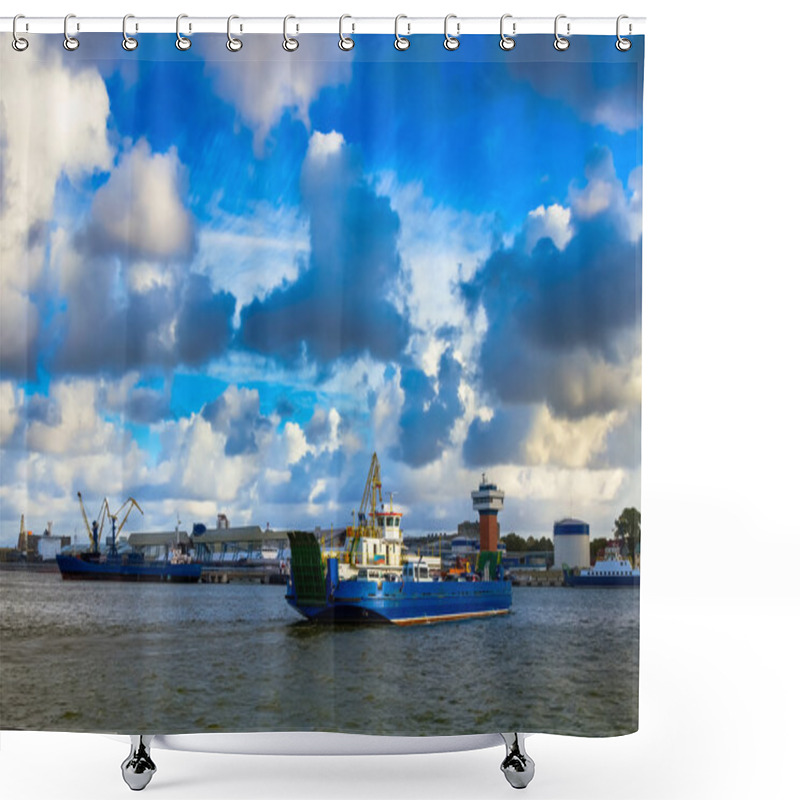 Personality  Ferry In Klaipeda Port Shower Curtains