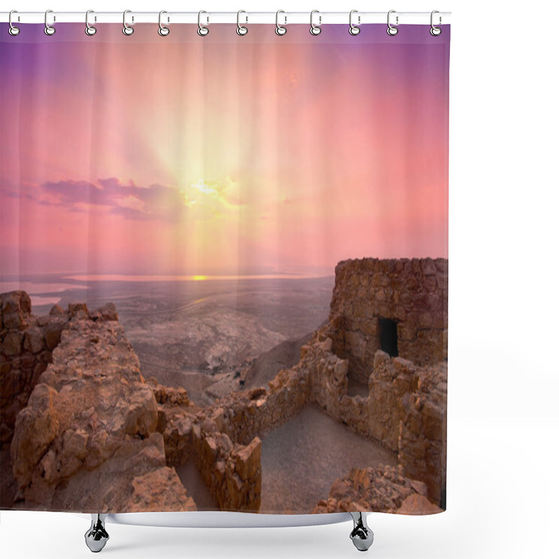 Personality  Beautiful Sunrise Over Masada Fortress Shower Curtains