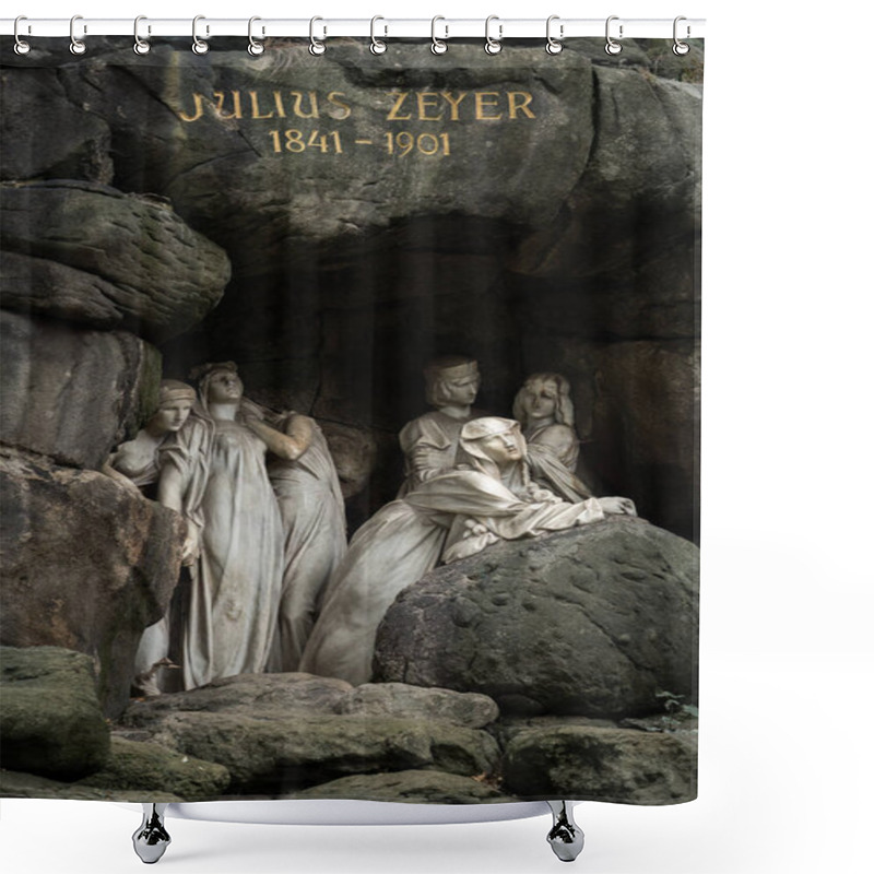 Personality  Prague, Czech Republic. October 4, 2024 - Julius Zeyer Monument By Josef Mauder Shower Curtains