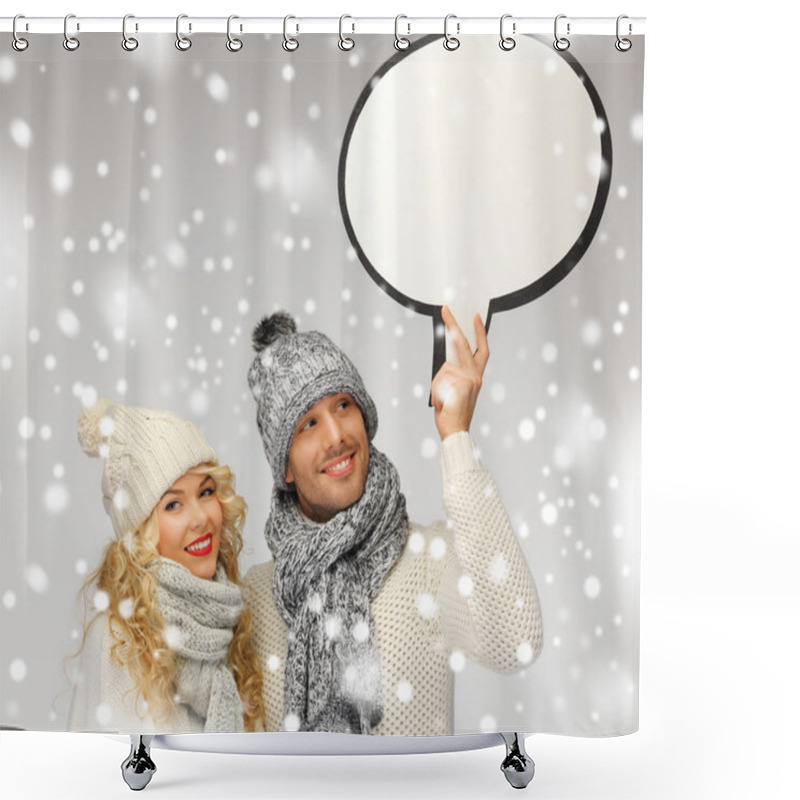 Personality  Family Couple With Blank Text Bubble Shower Curtains