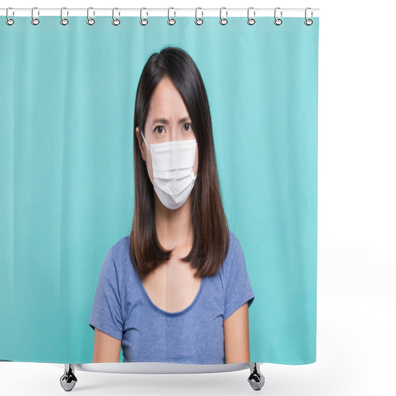 Personality  Woman Wearing Face Mask Shower Curtains