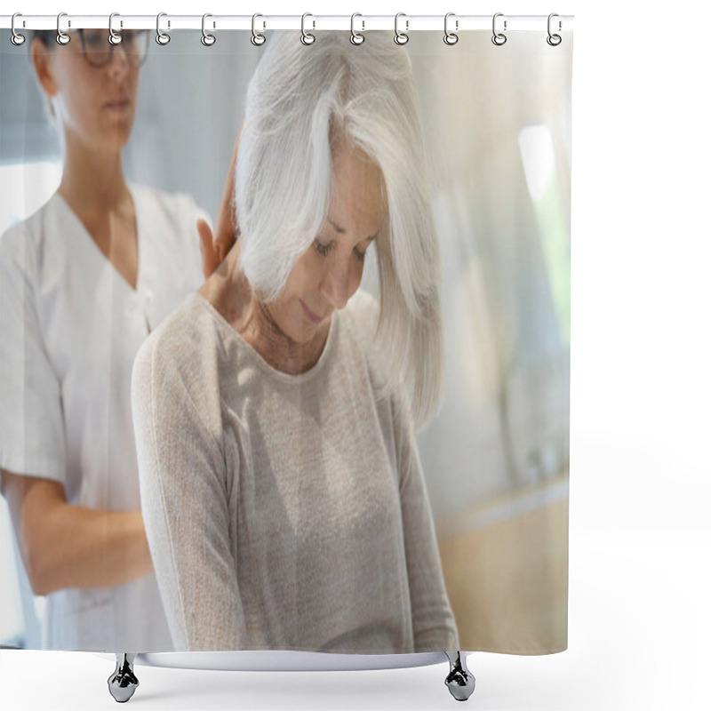 Personality  Senior Woman With Her Physiotherapist                               Shower Curtains