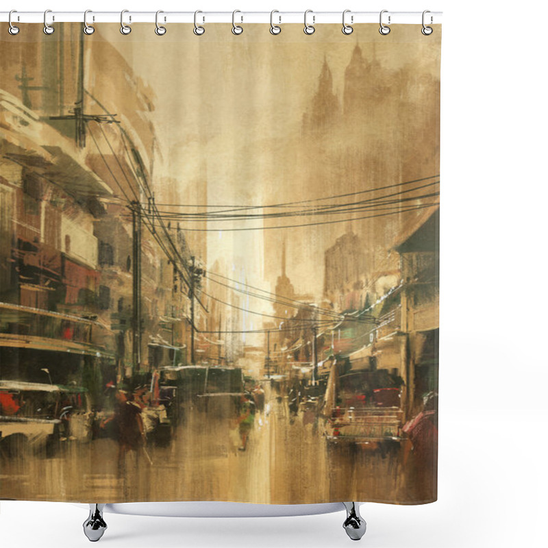 Personality  City Street View Shower Curtains