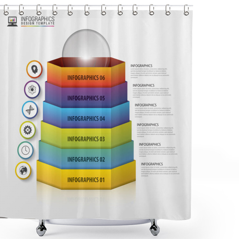 Personality  Abstract Modern Hexagonal Infographics. 3d Digital Illustration. Vector Shower Curtains