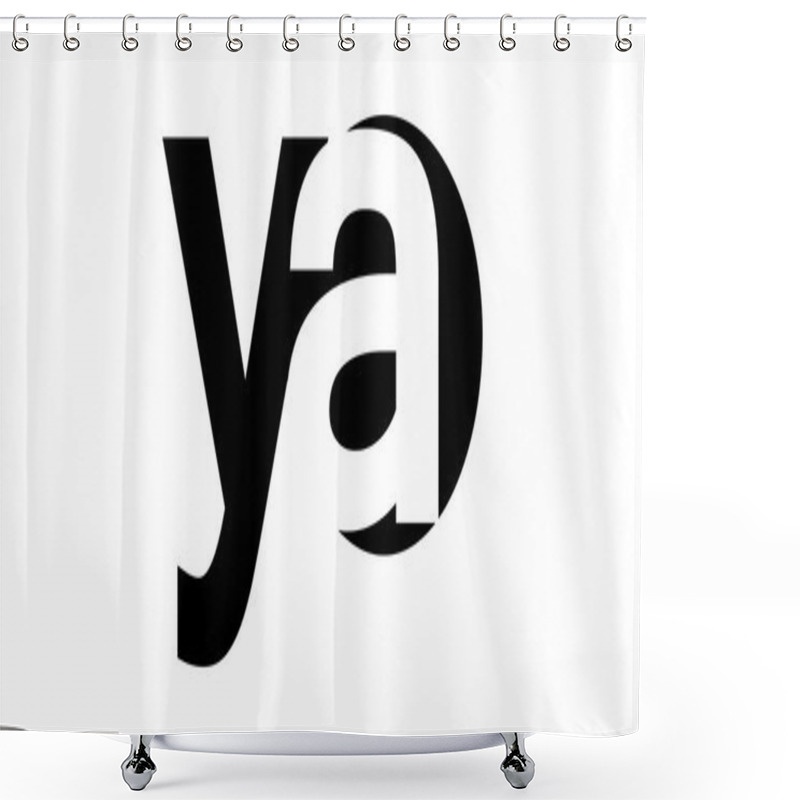 Personality  Monogram Negative Space Letter Logo Ya , Y A Shower Curtains