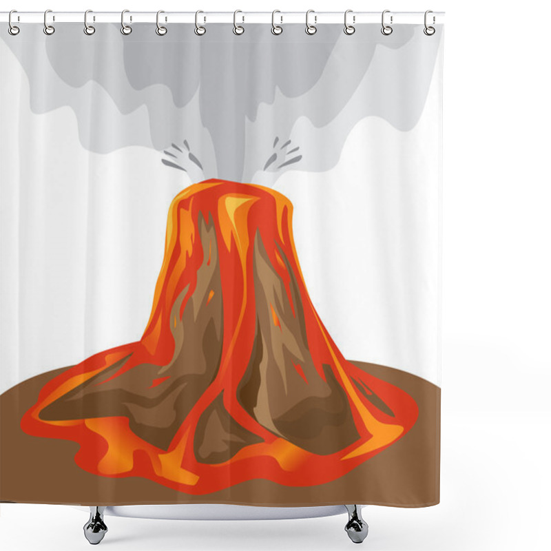 Personality  Exploding Volcano On White Shower Curtains