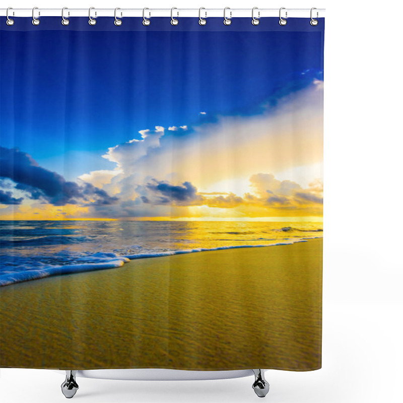 Personality  Dawn Sun Tranquil Calm Sea Shower Curtains