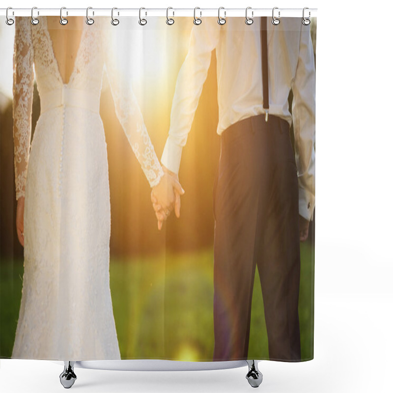 Personality  Wedding Couple Holding Hands Shower Curtains