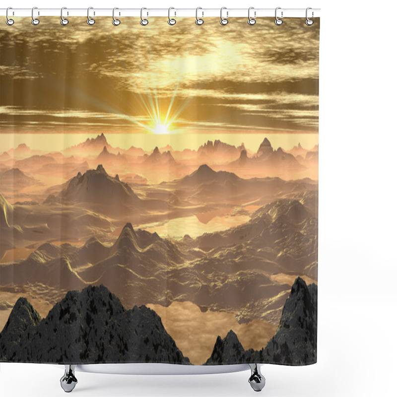 Personality  Mountain Summit Sunrise Or Sunset Shower Curtains