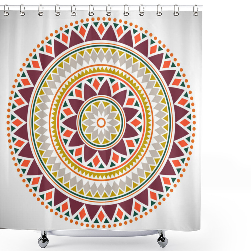 Personality  Ornamental Round Pattern. Tribal Mandala. Geometrical Circle Isolated On White Background. Vector Illustration. Shower Curtains