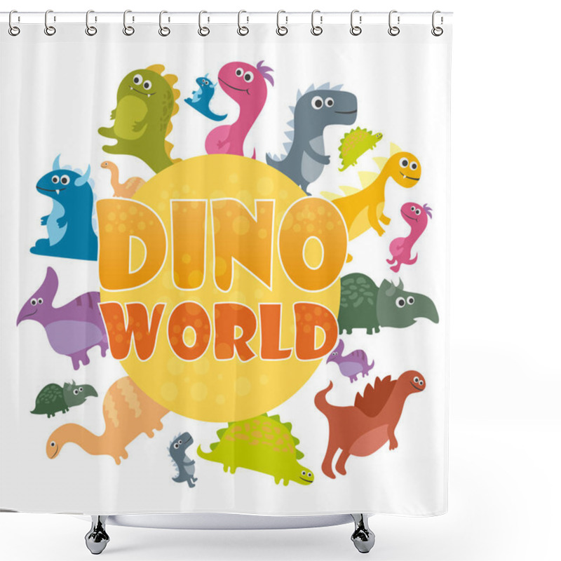 Personality  Dinosaurs World Poster. Vector Cartoon Dinosaurs Shower Curtains