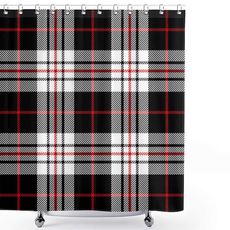 Personality  Tartan Black And White Seamless Pattern. Shower Curtains