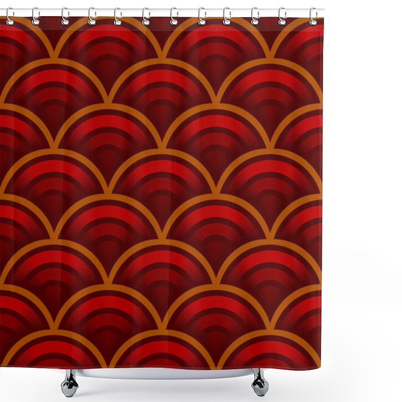 Personality  Seigaiha Wave Seamless Pattern Shower Curtains