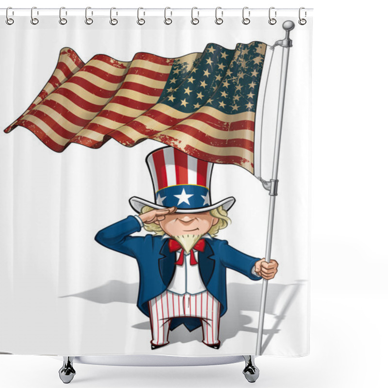 Personality  Uncle Sam Saluting The US WWI-WWII (48 Star) Flag Shower Curtains