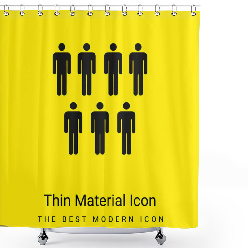 Personality  7 Persons Male Silhouettes Minimal Bright Yellow Material Icon Shower Curtains