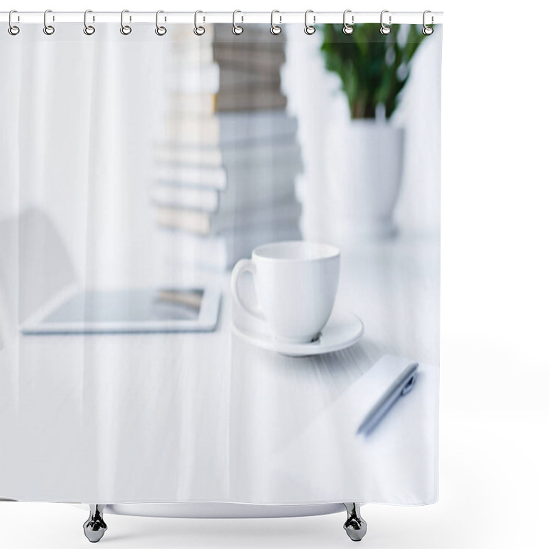 Personality  Coffee And Digital Tablet Shower Curtains