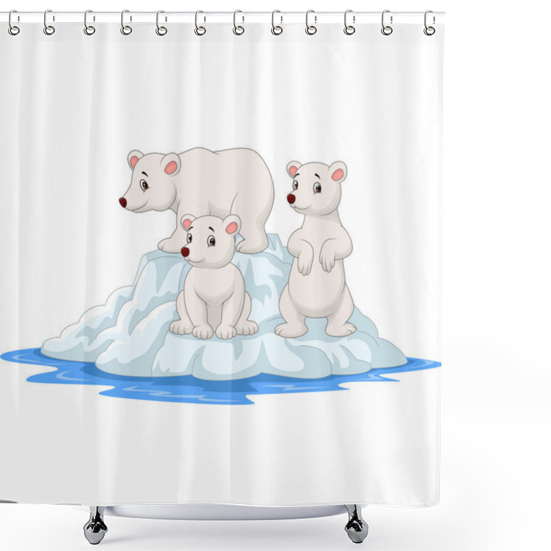 Personality  Vector Illustration Of Cartoon Polar Bears Family On Icebergs Shower Curtains