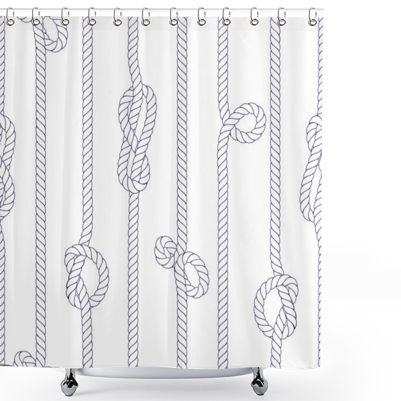 Personality  Vertical Marine Rope With Knots Seamless Vector Print Shower Curtains