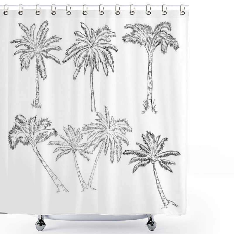 Personality  Set Of Sketch Palm Trees Shower Curtains