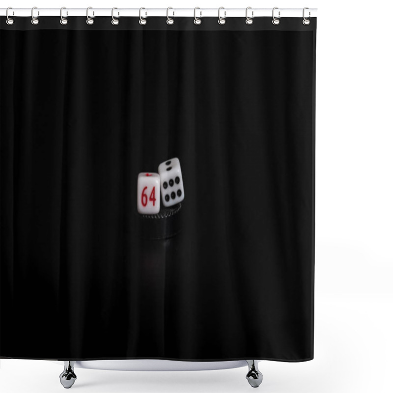 Personality  Gaming Dice Closeup On A Black Background. A Game Shower Curtains