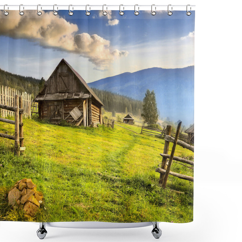 Personality  Mountain Village In The Ukrainian Carpathians.  Shower Curtains