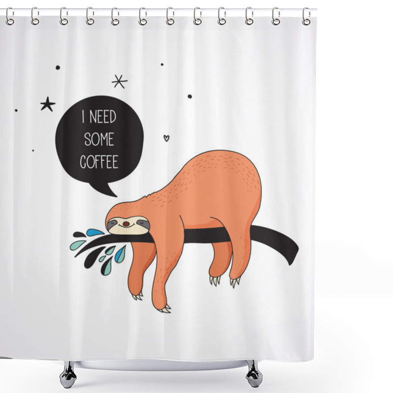 Personality  Cute Hand Drawn Sloths Illustrations, Funny Vector Card Design Shower Curtains