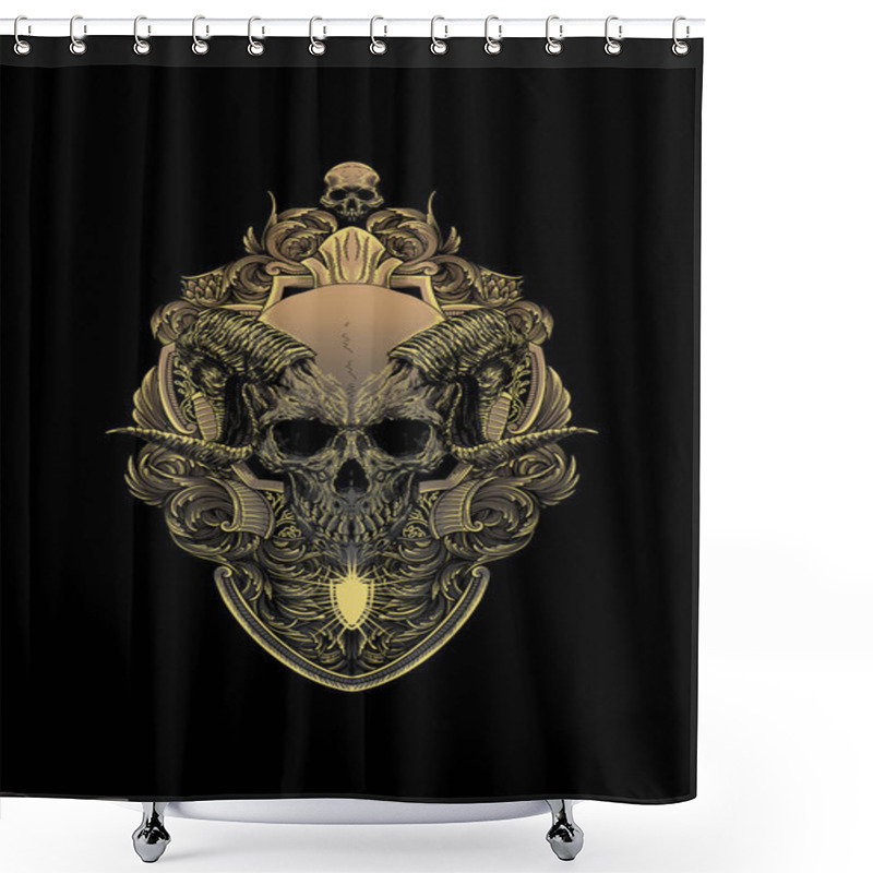 Personality  Skull With Ornament Vector Illustration Shower Curtains