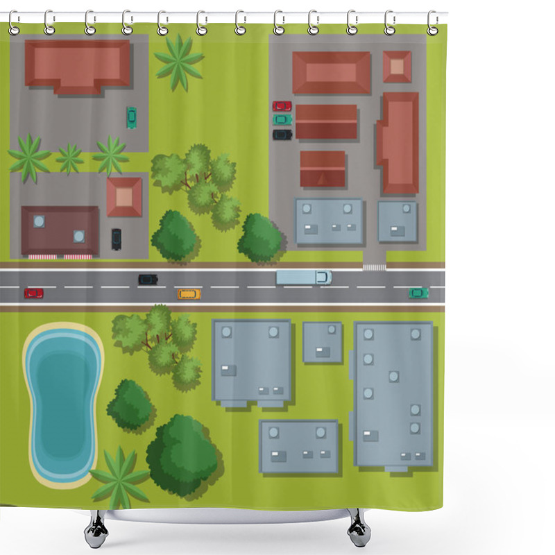 Personality  Urban Top View Cartoon Shower Curtains