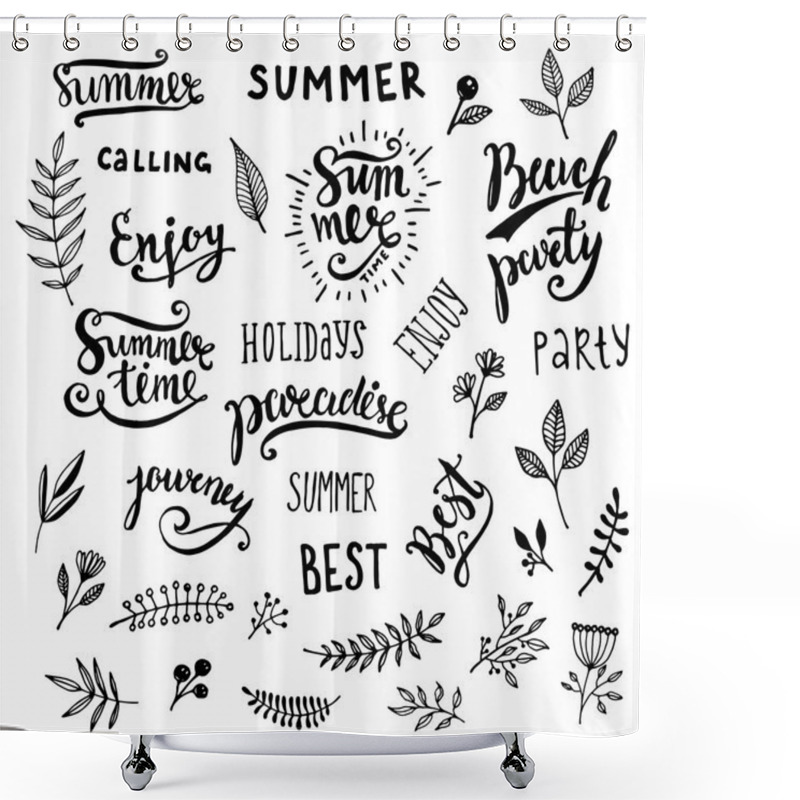 Personality  Summer Calligraphic Designs Set With Flowers Shower Curtains