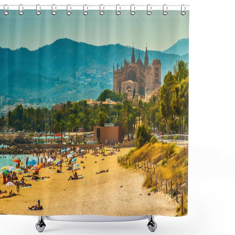 Personality  View Of The Beach Of Palma De Mallorca Shower Curtains