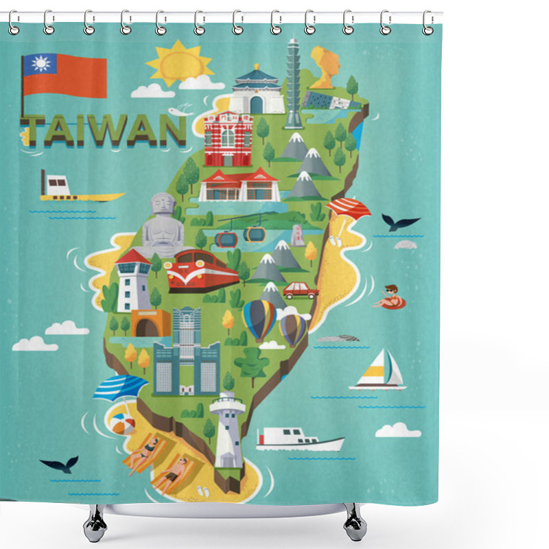 Personality  Taiwan Travel Map Shower Curtains