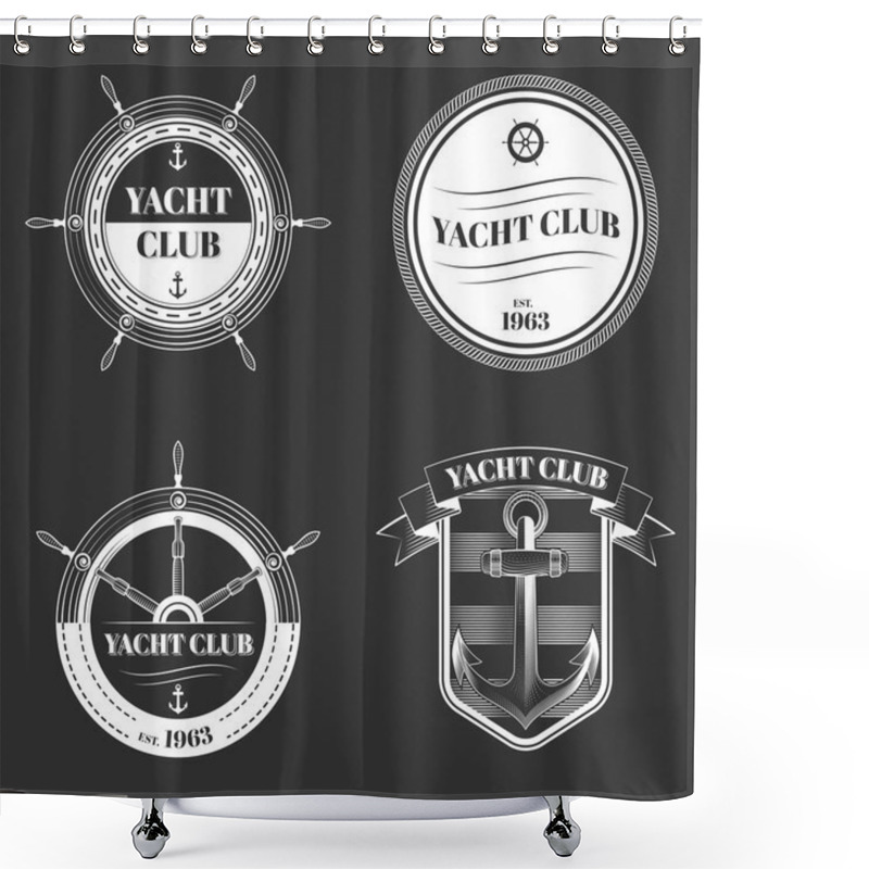 Personality  Set Of Yacht Club Logo Shower Curtains