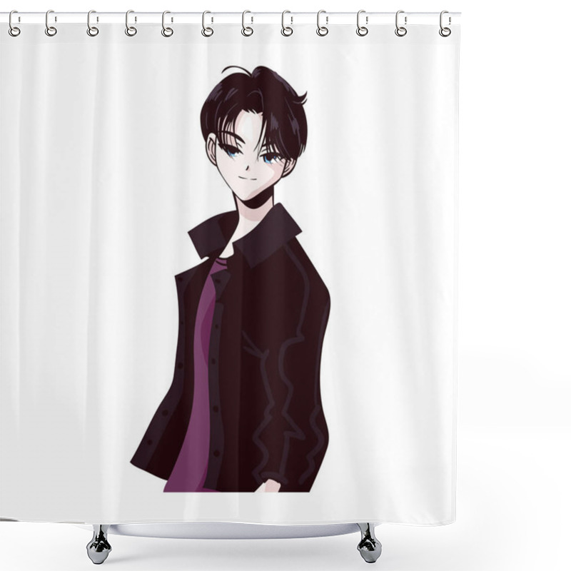 Personality  Anime Teen Portrait Isolated Icon Shower Curtains