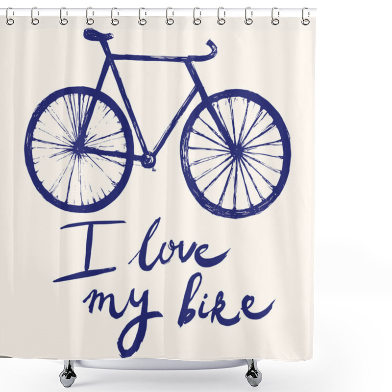 Personality  I Love My Bike With Bicycle Shower Curtains